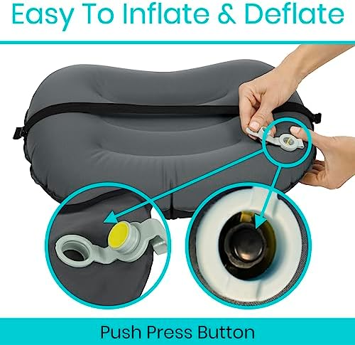 Vive Inflatable Lumbar Pillow - Adjustable Back Support for Travel Car Office