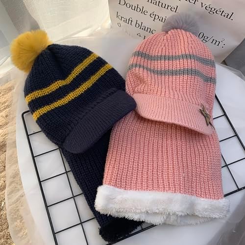 ECYC Winter Kids Balaclava - Warm Knit Hat with Hooded Scarf
