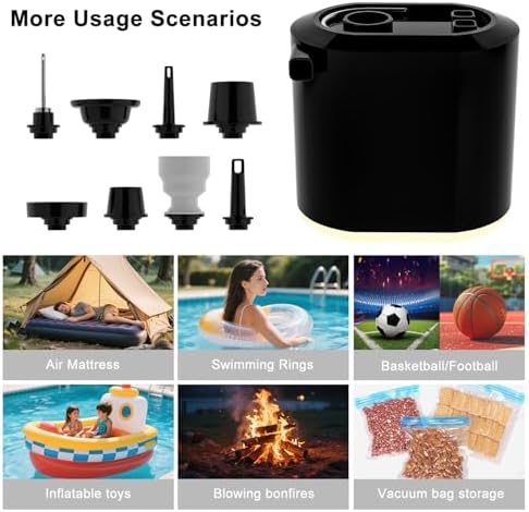 WOSERLD Mini Electric Air Pump with LED Light