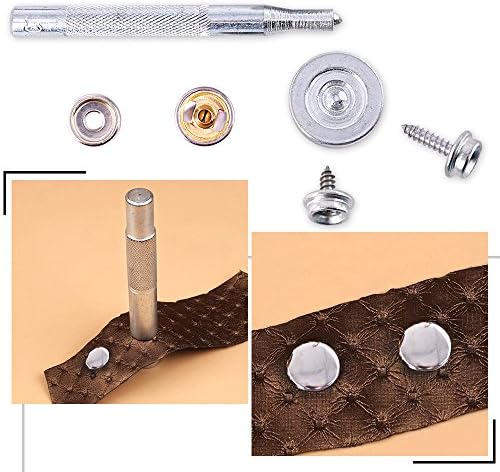 Swpeet 120Pcs Silver Fastener Screw Snaps Kit with Tool