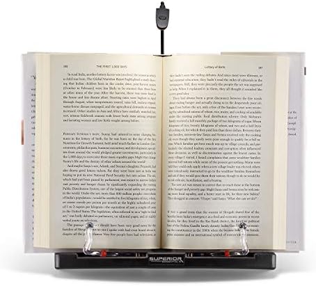 Superior Essentials Book Stand - Adjustable Reading Stand with LED Light