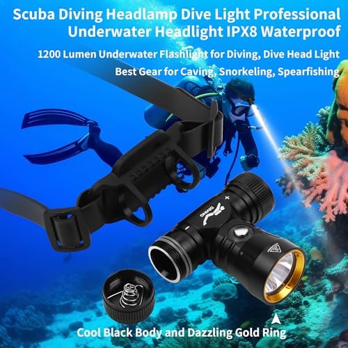 WINDFIRE Scuba Headlamp with 3 Modes and IPX8 Waterproof