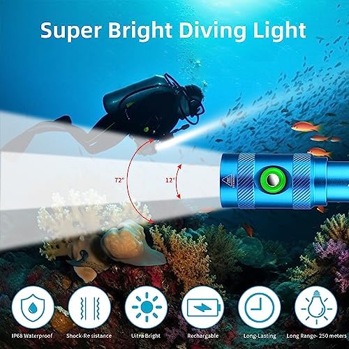 WINDFIRE Diving Flashlight with 3 Modes and IPX8 Waterproof