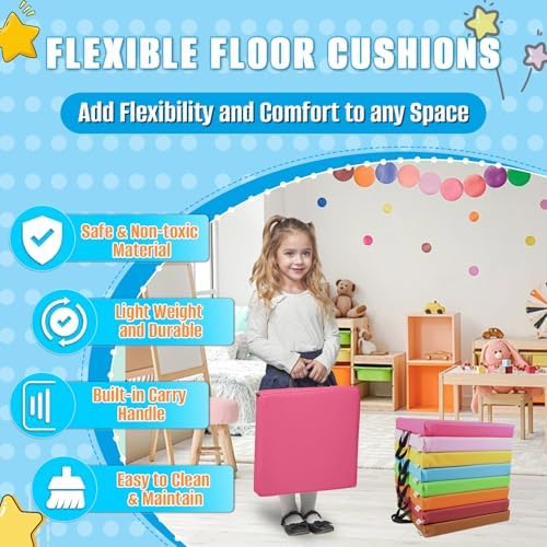 8 PCS 16 Inch Square Floor Cushions with Handle 1