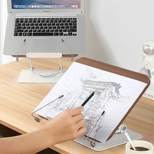 FantasyDay Book Stand Reading Holder with Page Clips Foldable Stand Walnut