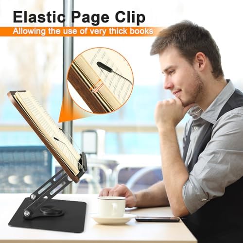2 Pack Adjustable Book Stand with 360 Rotating Base