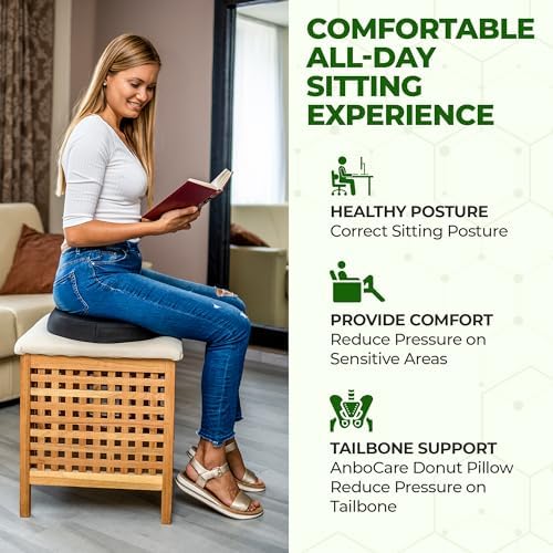 AnboCare Donut Gel Sitting Pillow for Tailbone Hemorrhoid Comfort
