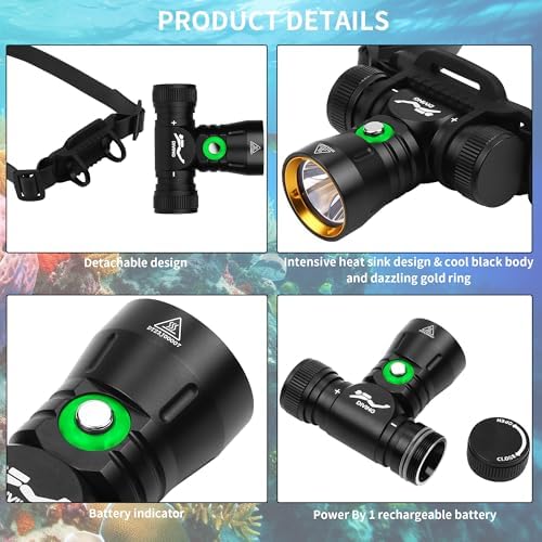 WINDFIRE Super Bright Diving Headlamp with 3 Modes