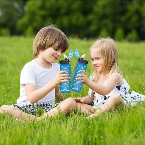 GOPPUS 17oz Straw Water Bottle for Kids BPA Free