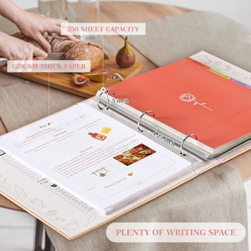 Lanpn Recipe Binder 85x11 Green Waterproof 60 Plastic Sleeves 116 Recipes