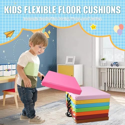 8 PCS 16 Inch Square Floor Cushions with Handle 1