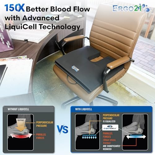 ERGO21 LiquiCell Coccyx Cushion for Tailbone Pain Relief