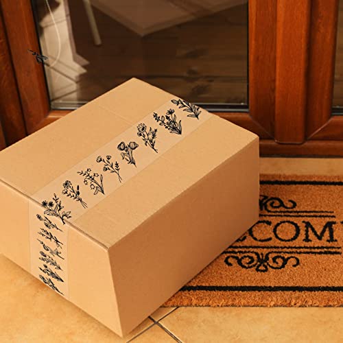 Whaline 100 Yards Clear Packing Tape with Floral Design 1