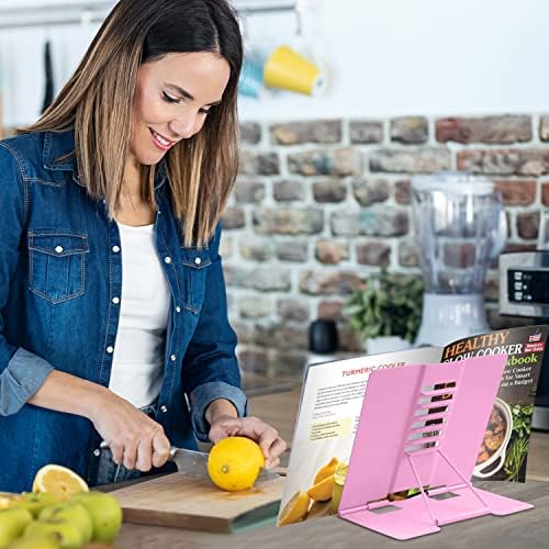 Honagu Adjustable Metal Book Stand for Reading Pink