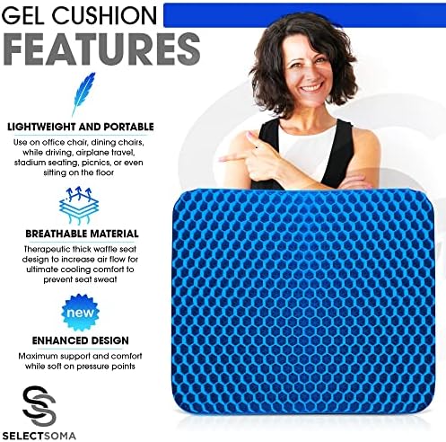 SelectSoma Gel Seat Cushion for Pressure Relief and Comfort