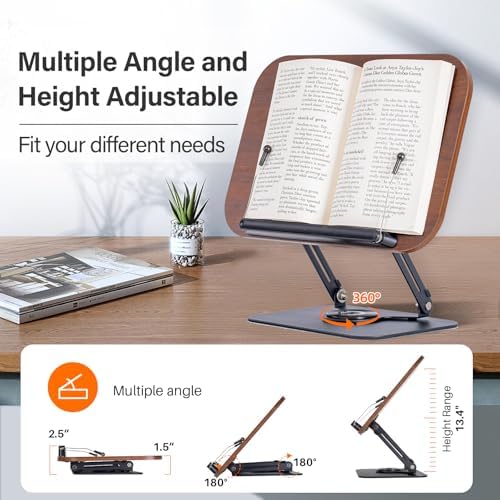 BYMECOST Adjustable Book Stand with 360 Rotation