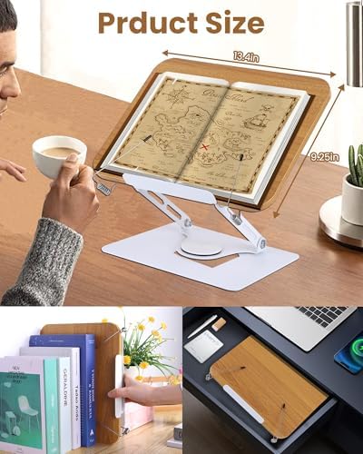 ASIEIT 360 Swivel Book Stand - Foldable Adjustable Portable