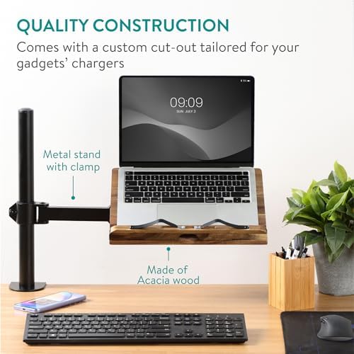 Navaris Acacia Wood Book Stand with Clamp