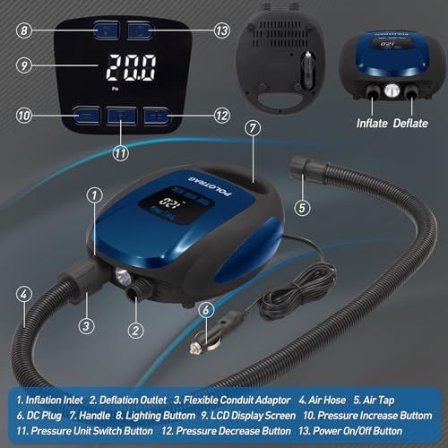 Polotrag SUP Electric Pump 20 PSI with Auto-Off