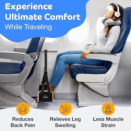 Portable Airplane Foot Hammock with Memory Foam - Beswalt Black