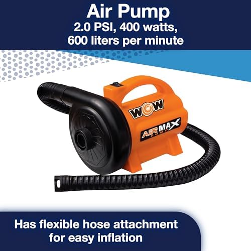 WOW Sports High Pressure Air Pump - 5 Adapters - 600 LitersMinute - Orange