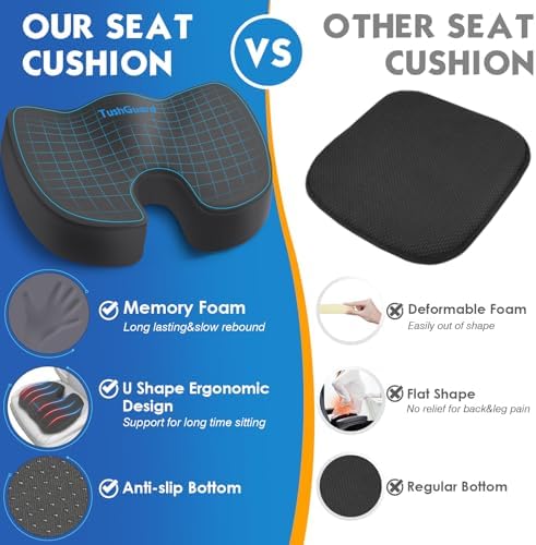 TushGuard Memory Foam Seat Cushion for Office Chair Relief