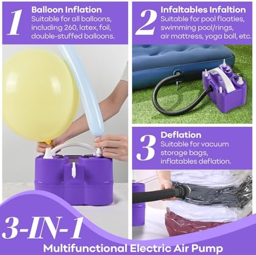 Togvu 3-in-1 Electric Balloon Pump with Dual Nozzle