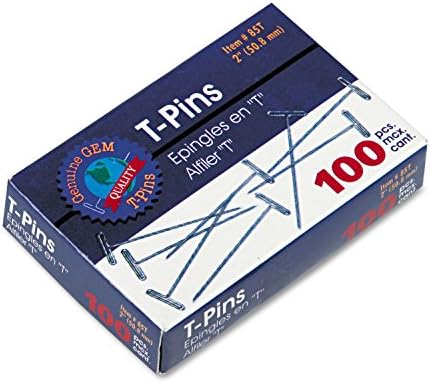 Advantus GEM 85T T-Pins Steel Silver 2-Inch 100Box