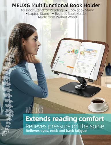 MEUXG Adjustable Book Stand with 360 Rotate