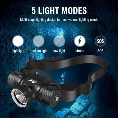 WINDFIRE Diving Flashlight with 3 Modes and IPX8 Waterproof