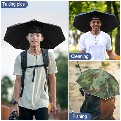3 Pcs Adjustable Hands Free Fishing Umbrella Hat UV Protection Waterproof