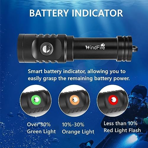 WINDFIRE Diving Light Headlamp with 3 Modes Waterproof 80m Flashlight