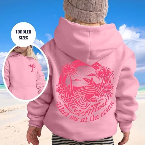Pink Puff Hoodies for Kids Girls Y2K Preppy Sweatshirt