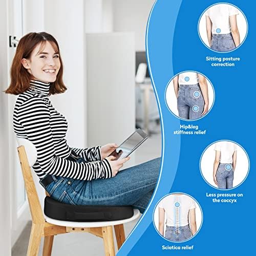 CushZone Ergonomic Memory Foam Seat Cushion - Black