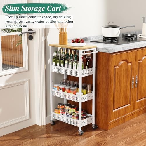 OKZEST 4-Tier Slim Storage Cart for Small Spaces