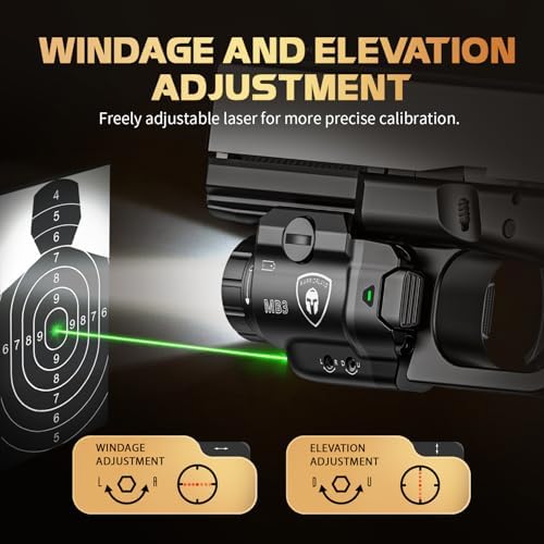 WARRIORLAND MB3 Compact Pistol Light with Green Laser LED