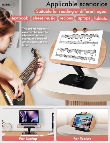 WODTILIFE Foldable Book Stand with 360 Swivel Base