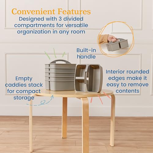 ECR4Kids 3-Compartment Storage Caddy Set 6-Pack Grey