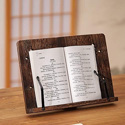 SINOBEST Adjustable Wood Book Stand with Page Clips