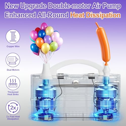 FLSEPAMB 3-in-1 Electric Balloon Pump with Dual Nozzles and Balloon Cutter