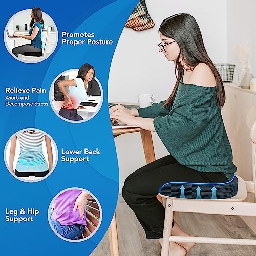 Qutool Memory Foam Seat Cushion with Lumbar Support Pillow