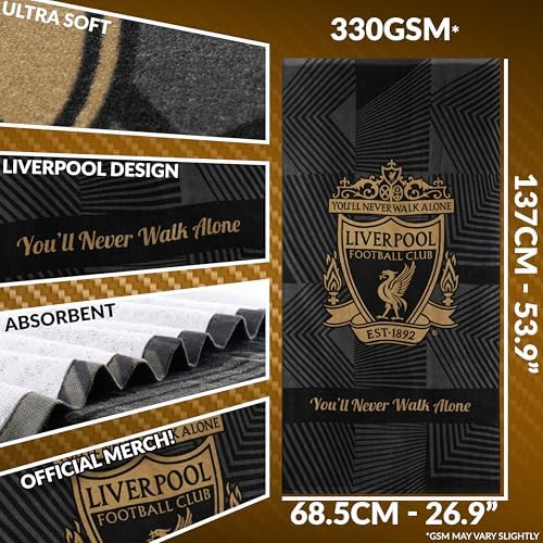 Liverpool FC Beach Towel - 54x27 Black
