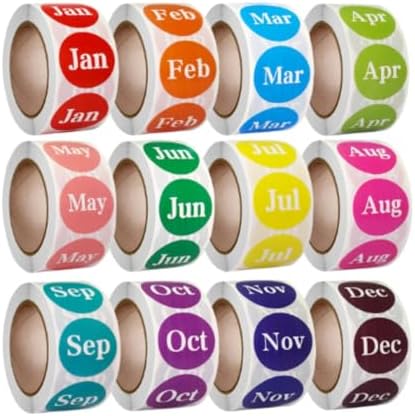 12 Rolls Round Multicolor Baby Milestone Labels