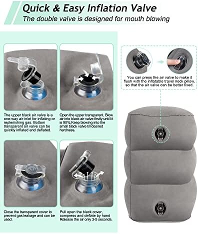 JefDiee Inflatable Leg Rest Pillow for Airplane and Travel