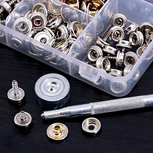 Swpeet 120Pcs Silver Fastener Screw Snaps Kit with Tool