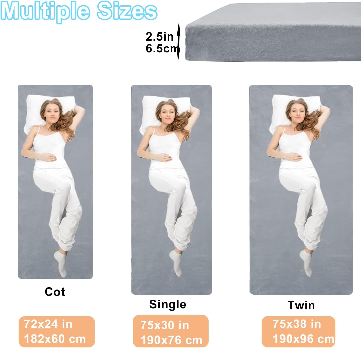 TokSay Memory Foam Camping Mattress - Portable Roll Up Sleeping Pad with Waterproof Cover and Travel Bag