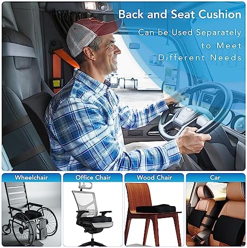 Qutool Memory Foam Seat Cushion with Lumbar Support Pillow