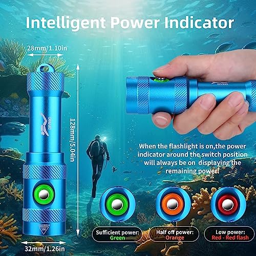 WINDFIRE Diving Flashlight with 3 Modes and IPX8 Waterproof