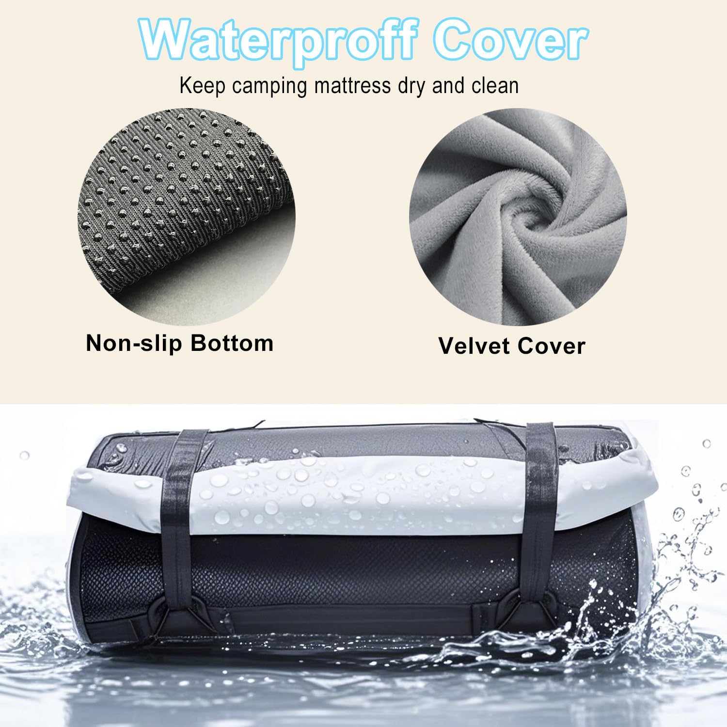 TokSay Memory Foam Camping Mattress - Portable Roll Up Sleeping Pad with Waterproof Cover and Travel Bag